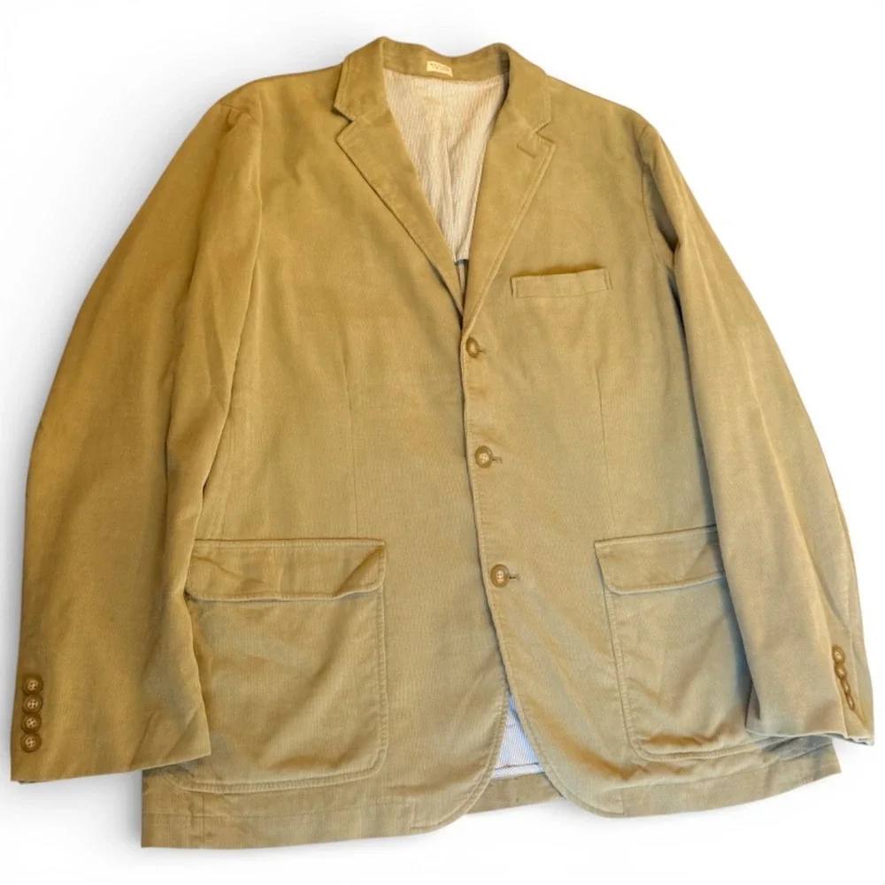 J. Crew Mens Vintage-Inspired Corduroy Blazer Tan Khaki Classic‎ Jacket Size XL
